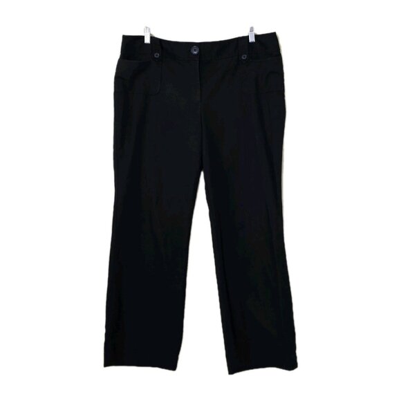 Ann Taylor Pants Womens 18 Black Mid Rise Signature Fit Stretch Office Classic - Picture 1 of 16